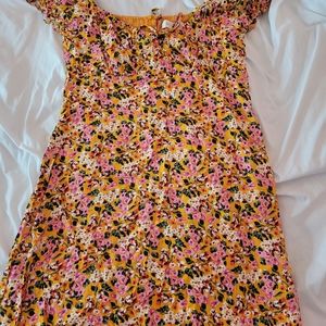 NWOT All in Favor 90's style baby doll dress orange/yellow/pink size large